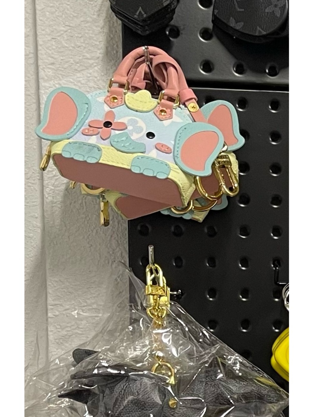 Cute Pink Elephant Keychain Bag Charm - Designer Style functional purse